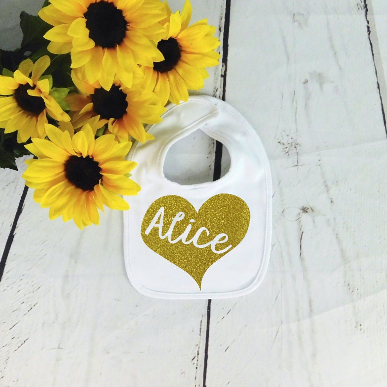 Custom Baby Bib, Baby Gift for Girl, Coming Home Outfit, Baby Name, Baby Clothes, Cheap Custom Baby Accessories, Glitter Bib