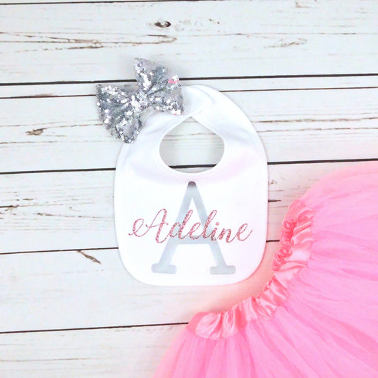 Baby Girl Baby Shower Gift Custom Monogram Bib