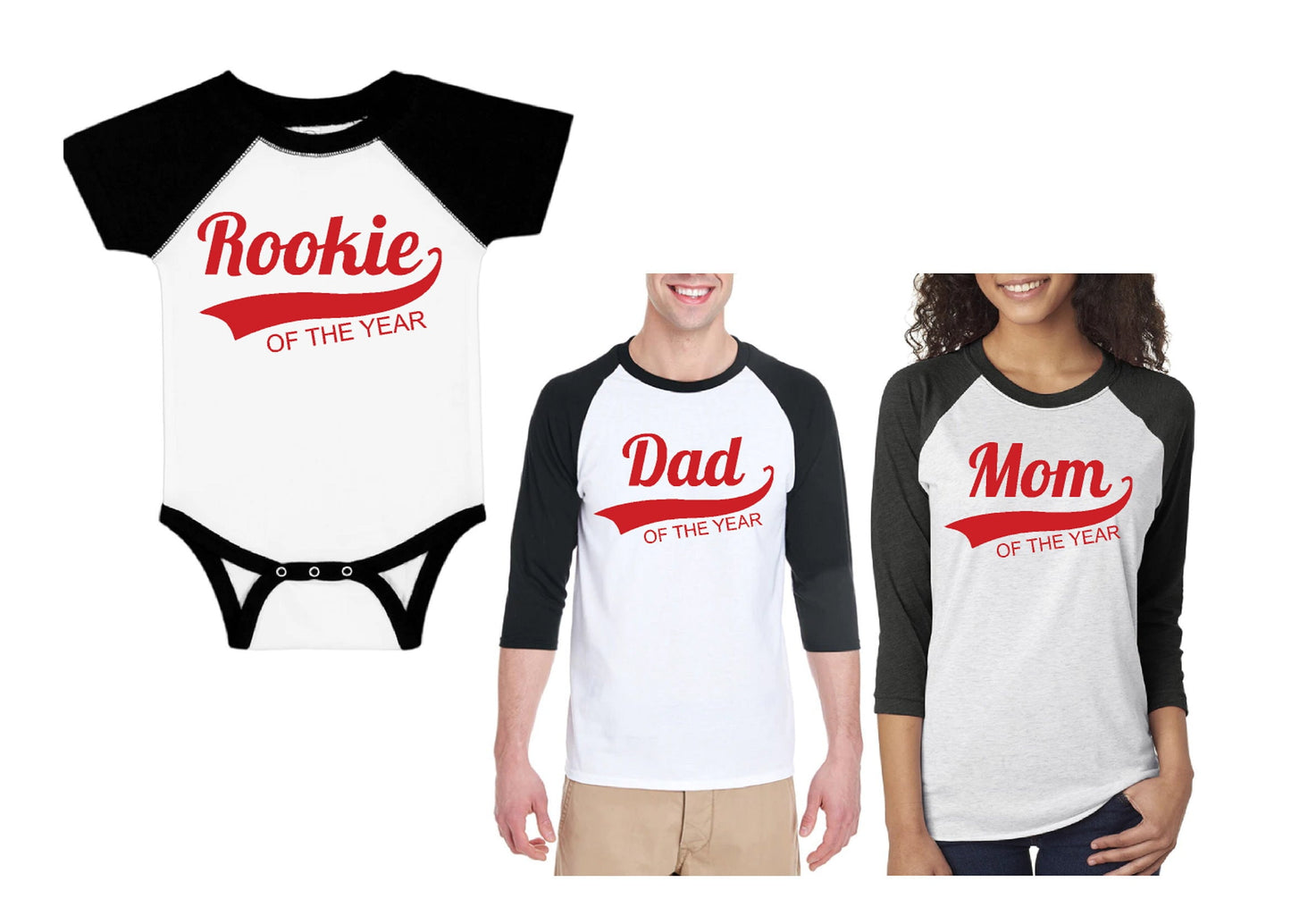 1st Birthday Boy Outfit Baseball One Year Old, Rookie of the Year, Mom, Dad Family Shirts, Royal Blue design, White shirt with Black sleeves