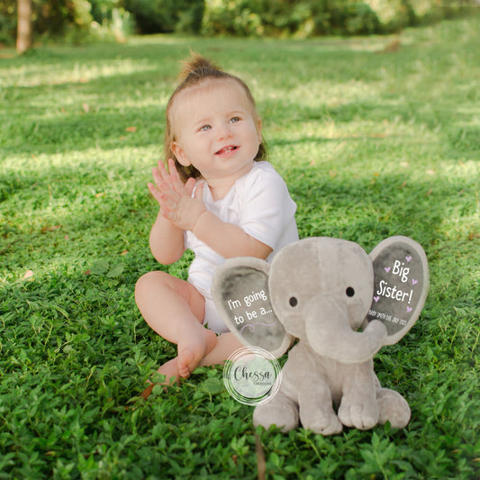 Big Sister Announcement, I'm going to be a Big Sister Stuffed Animal, Pregnancy Elephant for New Baby, Shower Gift for Sibling, Lilac