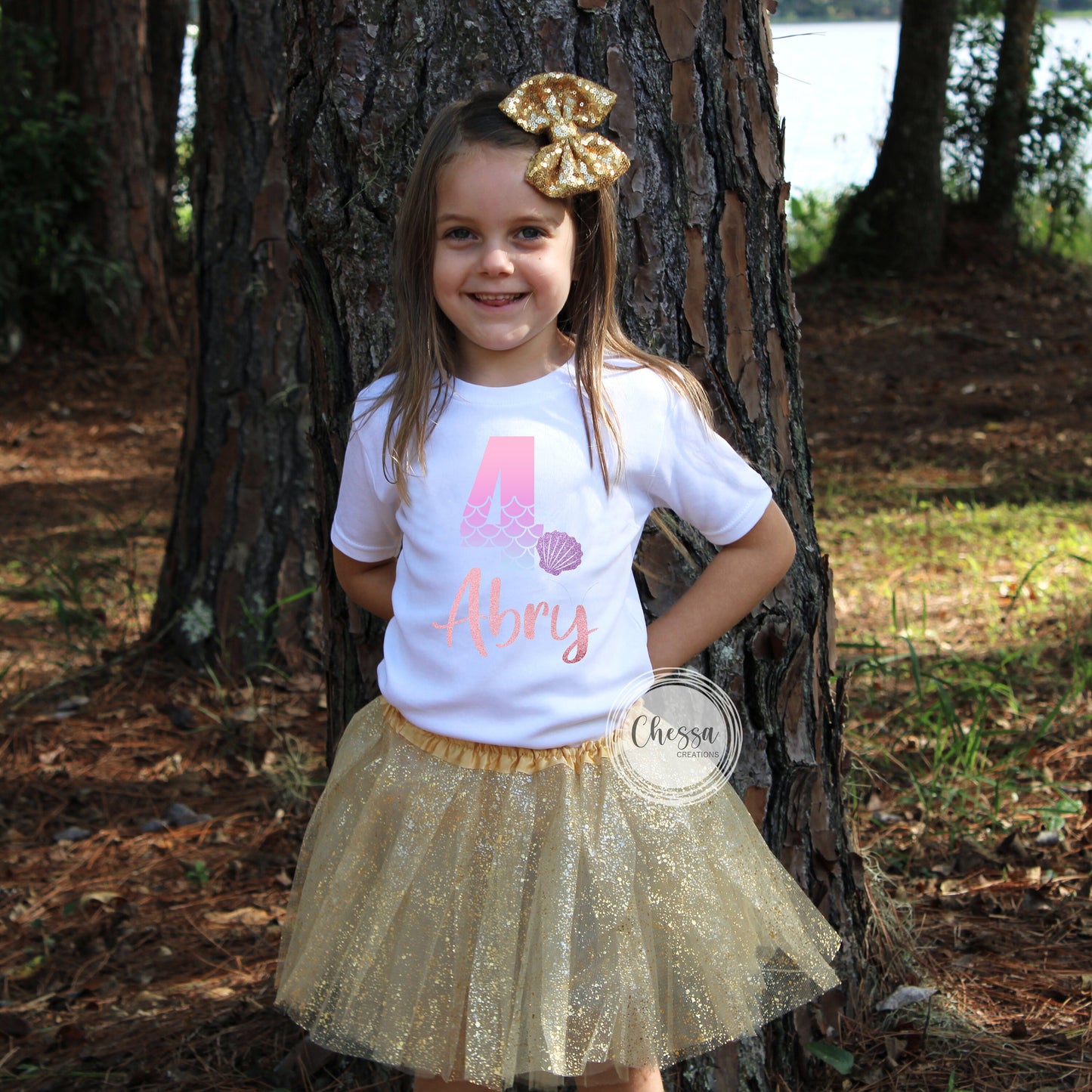 Mermaid 1st Birthday Shirt Girl Outfit for ANY AGE! 1, 2, 3, 4, 5, 6, 7 Year Old Girls Purple Blue Light Pink Tutu and Bow, DTG Ink Print