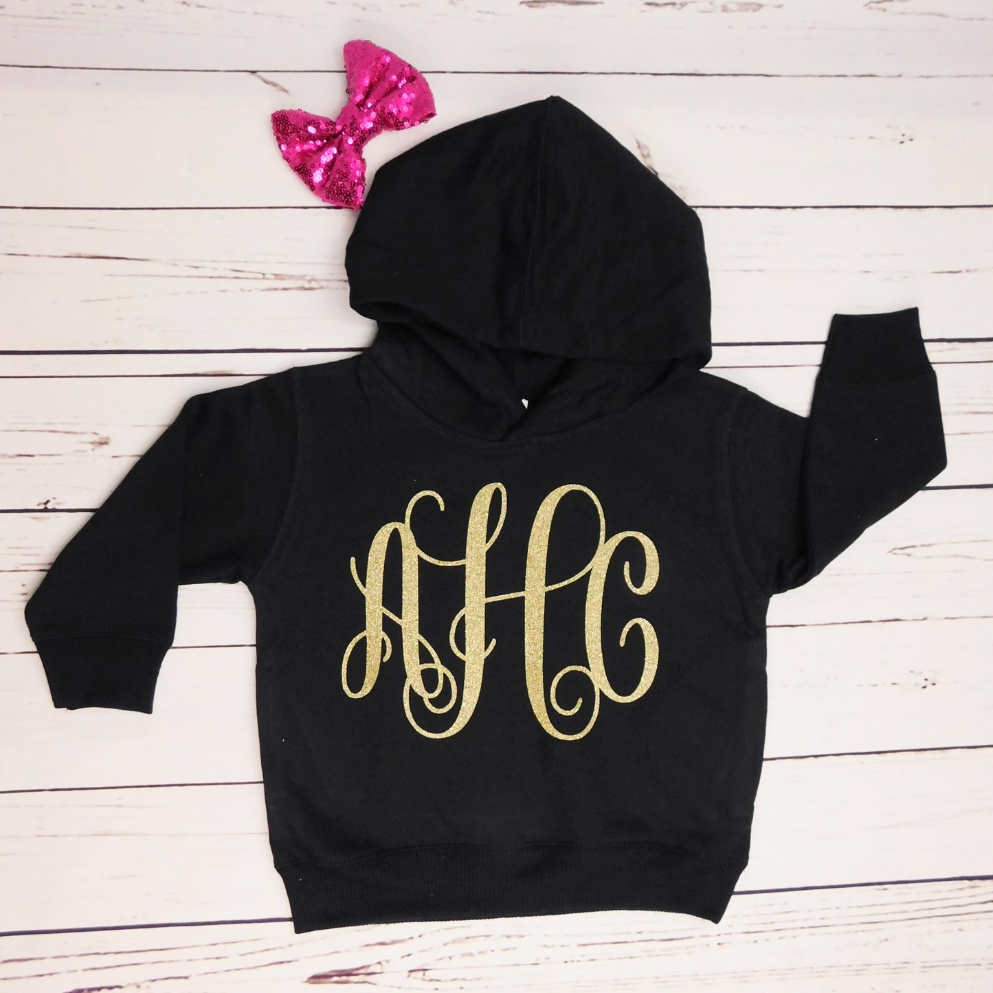 Girls Monogram Hoodie Jacket, Glitter Sparkle Kids Hoodie, Monogram Sweatshirt for Kids, Toddler Christmas Gift for Girl