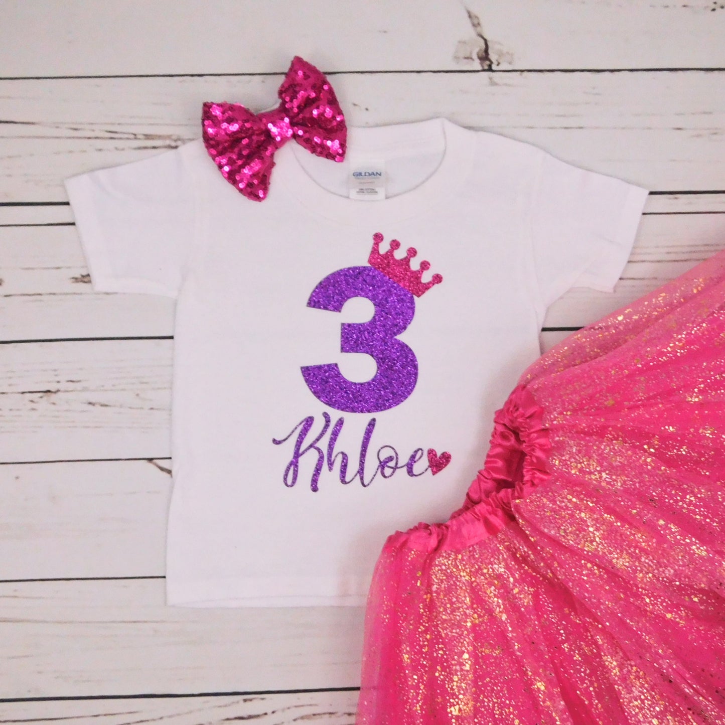 Girls Glitter Birthday Shirt, 6th, 7th, 8th Princess Long or Short Sleeve, 1st, 2nd, 3rd, 4th Custom Birthday Outfit, Black & Pink, Chessa