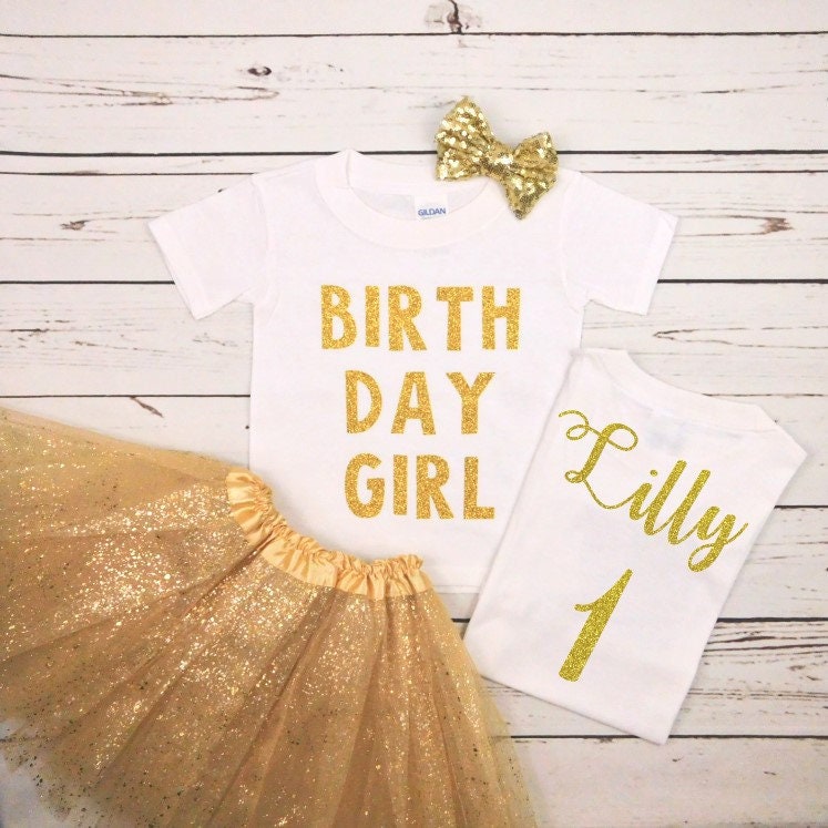 Girls Birthday Outfit, ANY AGE, 2 Year Old Birthday Girl 2nd Birthday, 1st, Black and Gold