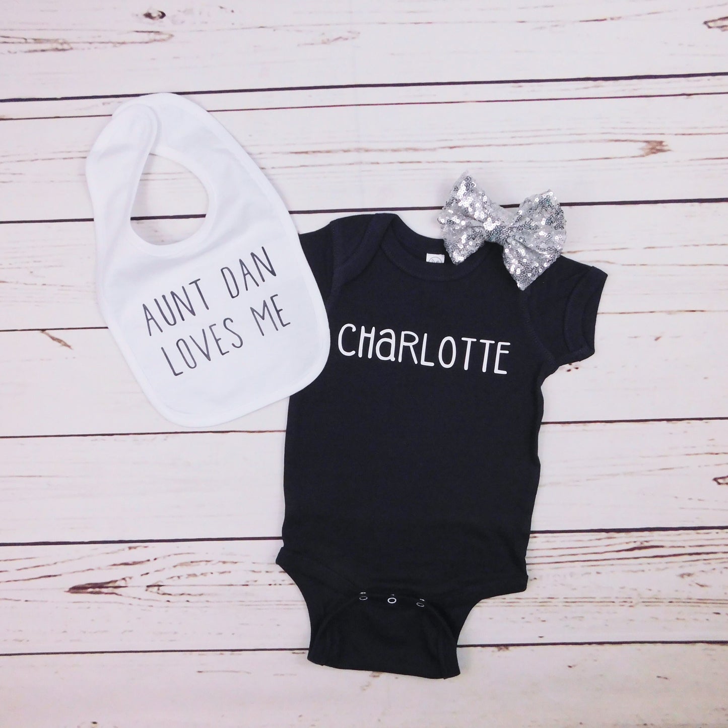Custom Baby Gift Set, Bib and Outfit, Shirt, From Uncle, From Aunt