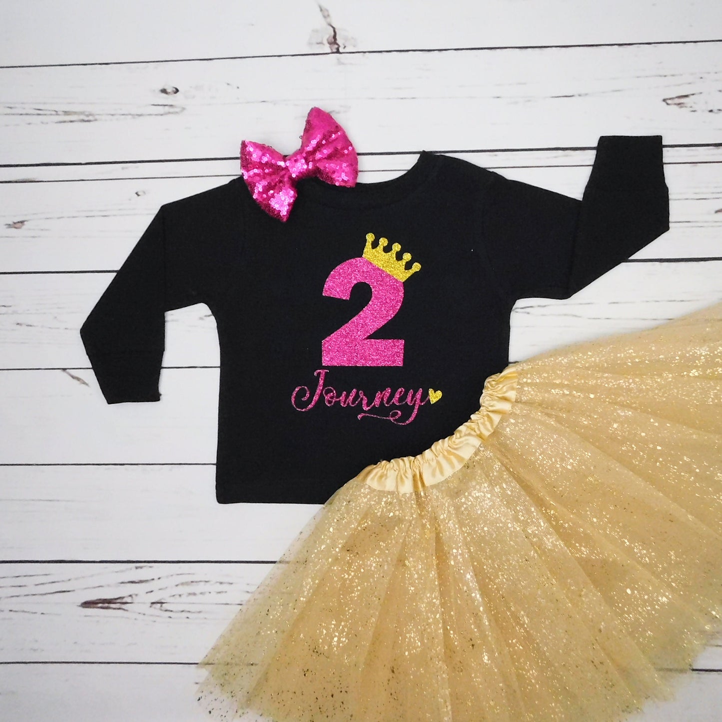 Girls Glitter Birthday Shirt, 6th, 7th, 8th Princess Long or Short Sleeve, 1st, 2nd, 3rd, 4th Custom Birthday Outfit, Black & Pink, Chessa