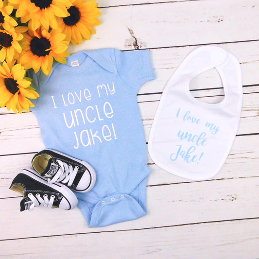 Custom Baby Gift Set, Bib and Outfit, Shirt, From Uncle, From Aunt