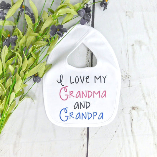 Custom Baby Bib I love My Grandma and Grandpa Baby Bib Custom Baby Boy Clothes From Grandparent Baby Girl Gift From Grandparent Baby Gift