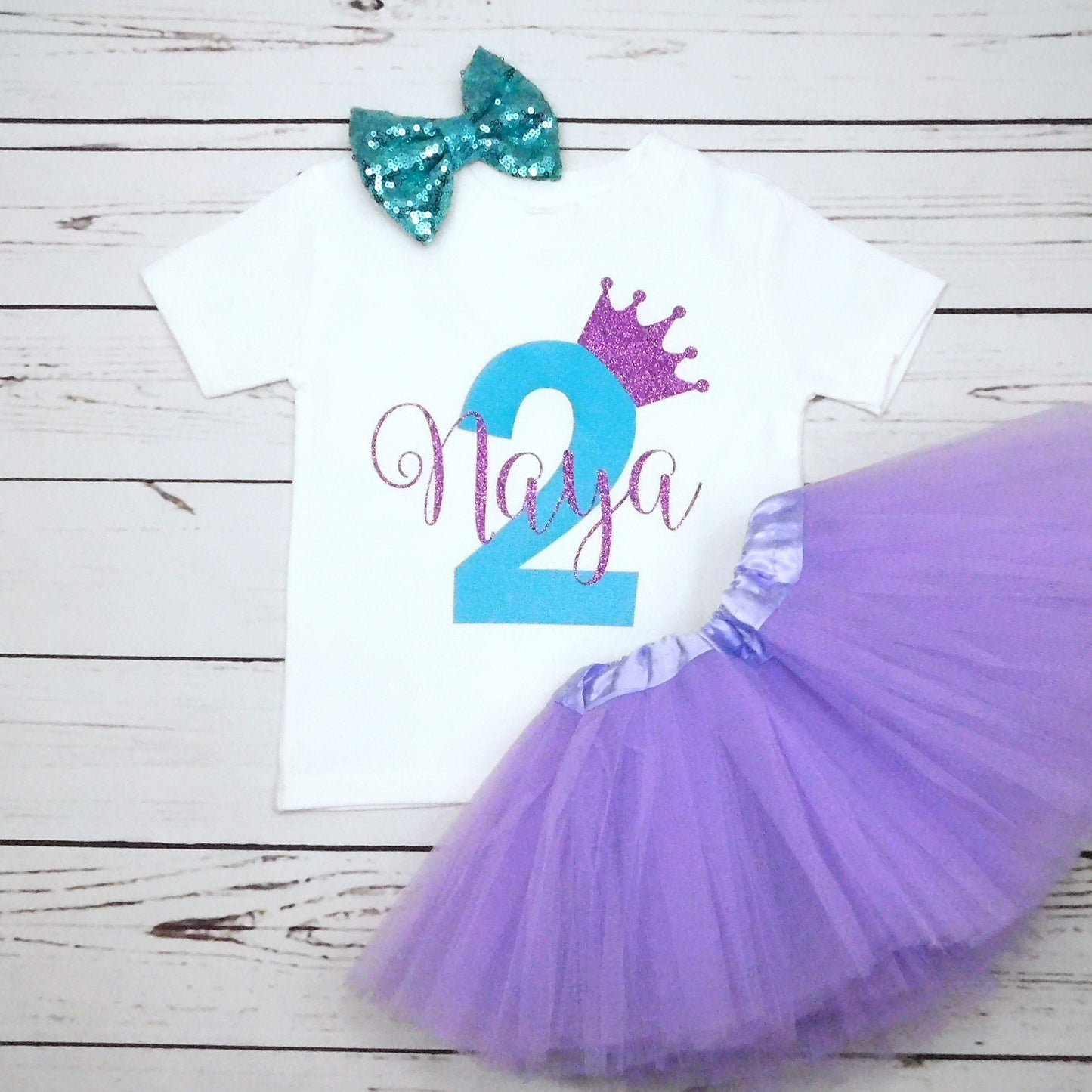 2 Year Old Birthday Girl Outfit, 2nd Birthday, Girls 1st Birthday Shirt, Teal Blue and Glitter Lavender Purple