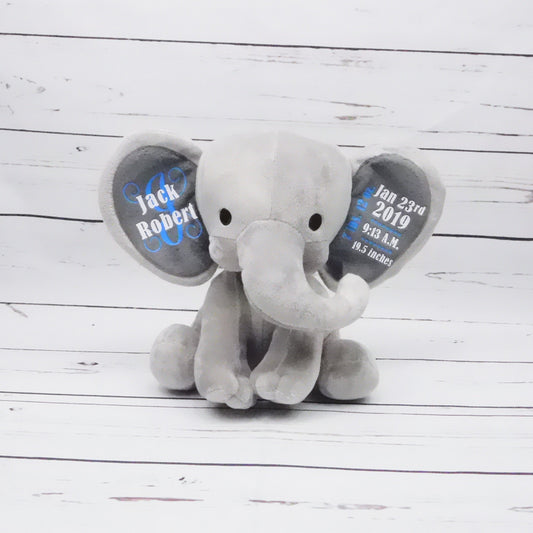 Custom Elephant Stuffed Animal for Baby Boy or Baby Girl Gift