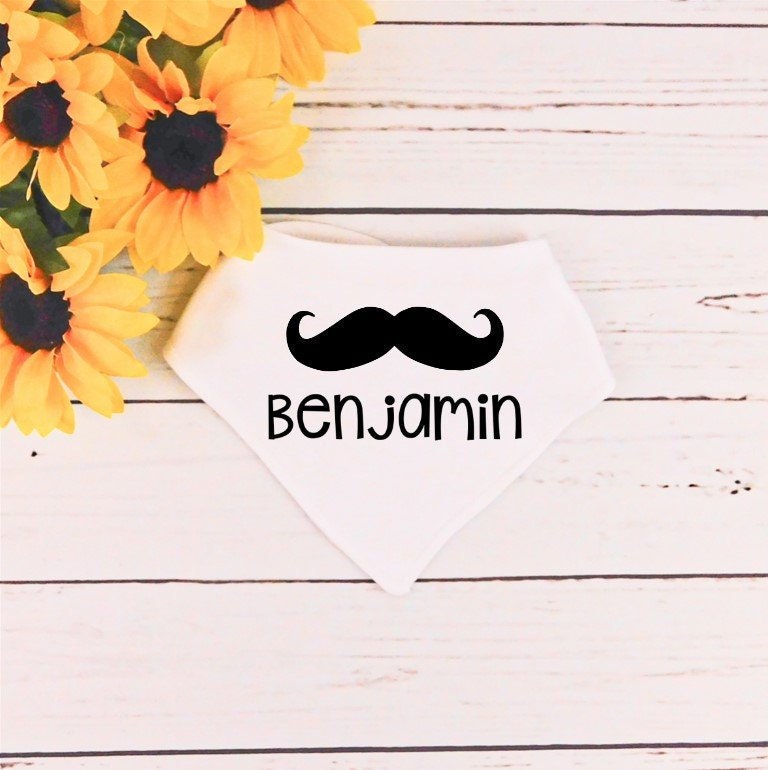 Baby Boy Bandana Bib Personalized Gift, Cute Mustache Baby Gifts, Funny Clothes, Shirt