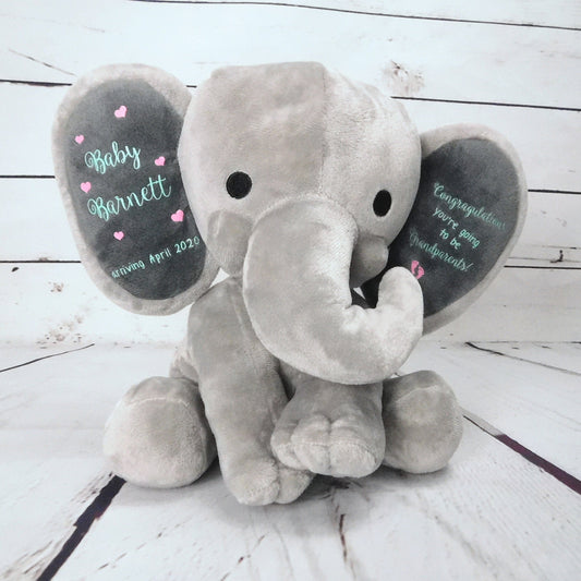 Pregnancy Announcement Grandparent, Husband, Personalized Baby Announcement, Elephant