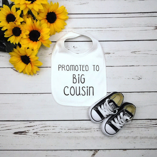 Promoted to Big Cousin, Baby Announcement Grandparent, Bib Pregnancy Announcement Shirt