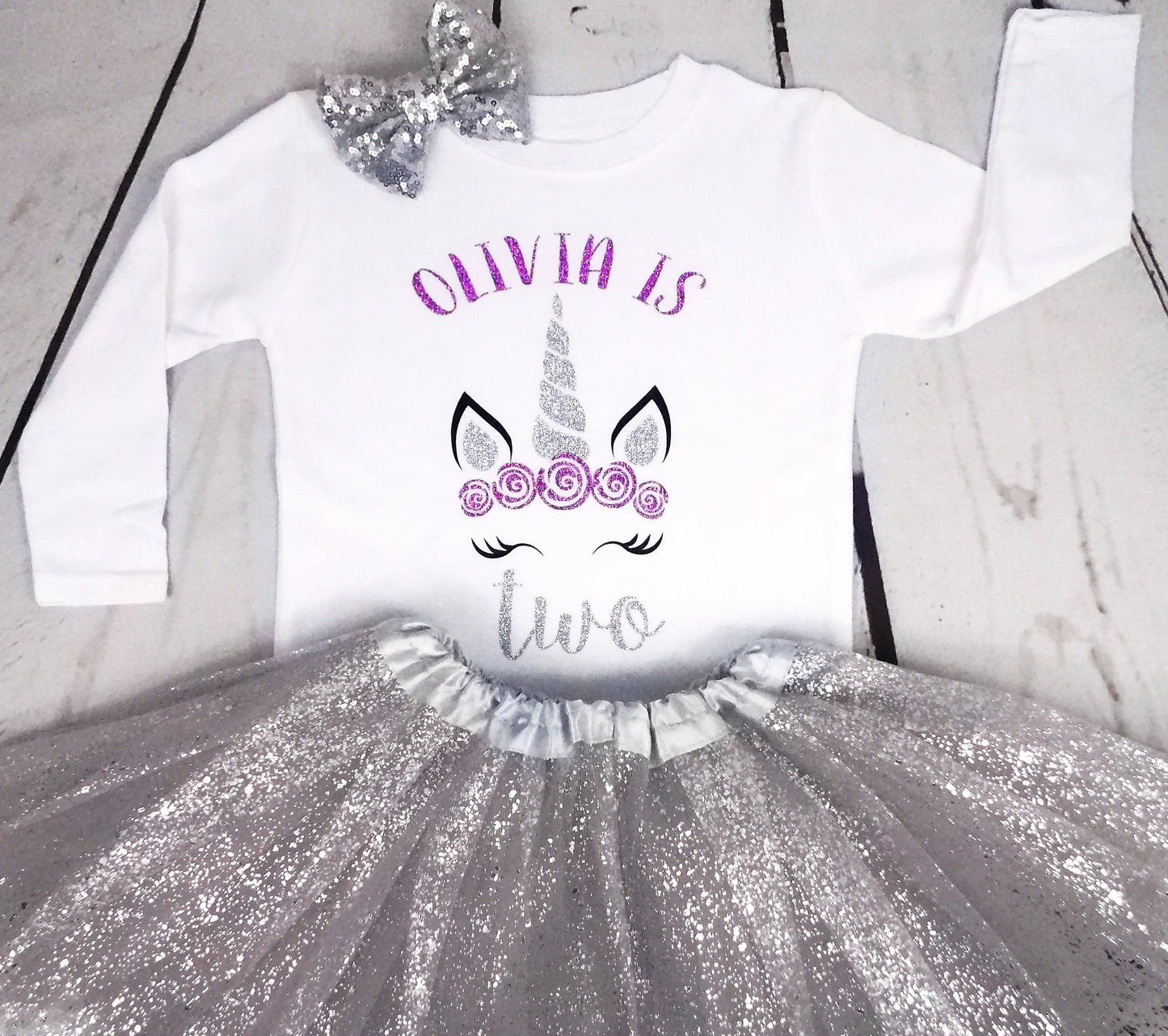 Unicorn 2 Year Old Girl Birthday Outfit, Shirt for Birthday Girl ANY AGE, Baby 1st Birthday 2nd, 3rd, 4th, 5th Outfit, Cake Smash