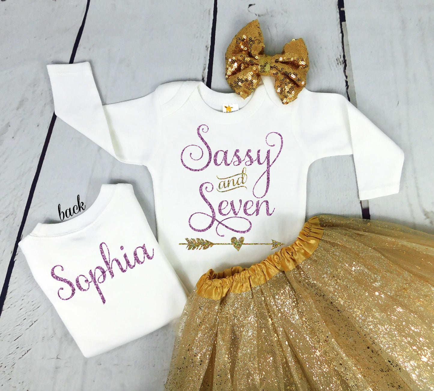 Girls Birthday Shirt 7 Year Old, Birthday Outfit Sassy and Seven Lavender, Gold, ANY AGE!, 6 Year Old. 6th Birthday Party, Chessa Creations