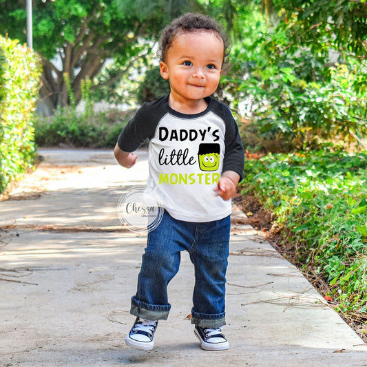 Toddler Boy Halloween Shirt, Boys Trick or Treat Shirt, Raglan Halloween Shirt, Long Sleeve Baby Boy Halloween Shirt, Little Monster