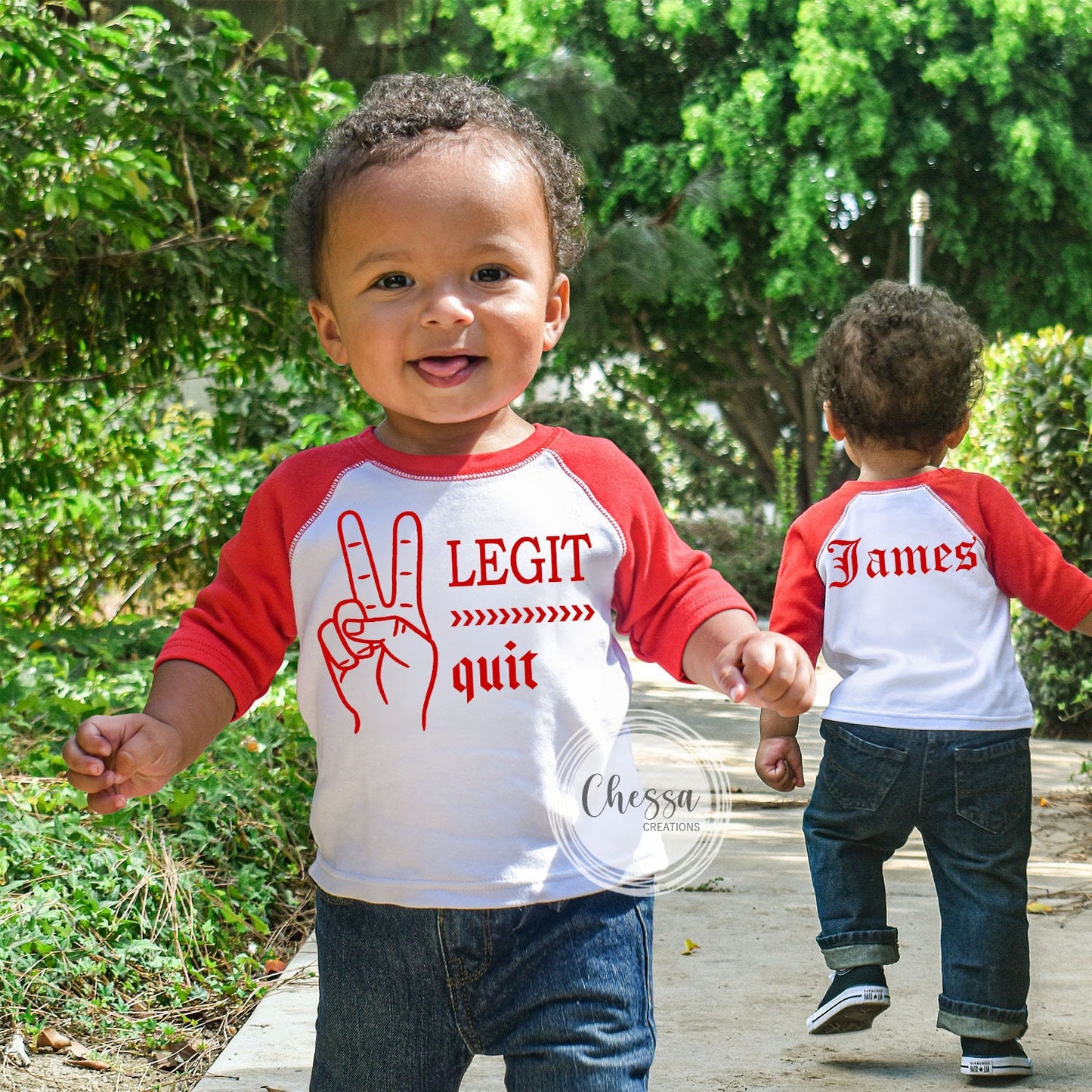 2nd Birthday Shirt Boy, Two Year Old Boys Second Birthday Outfit, Two Legit To Quit, White raglan shirt w/ Black Sleeves, Chessa