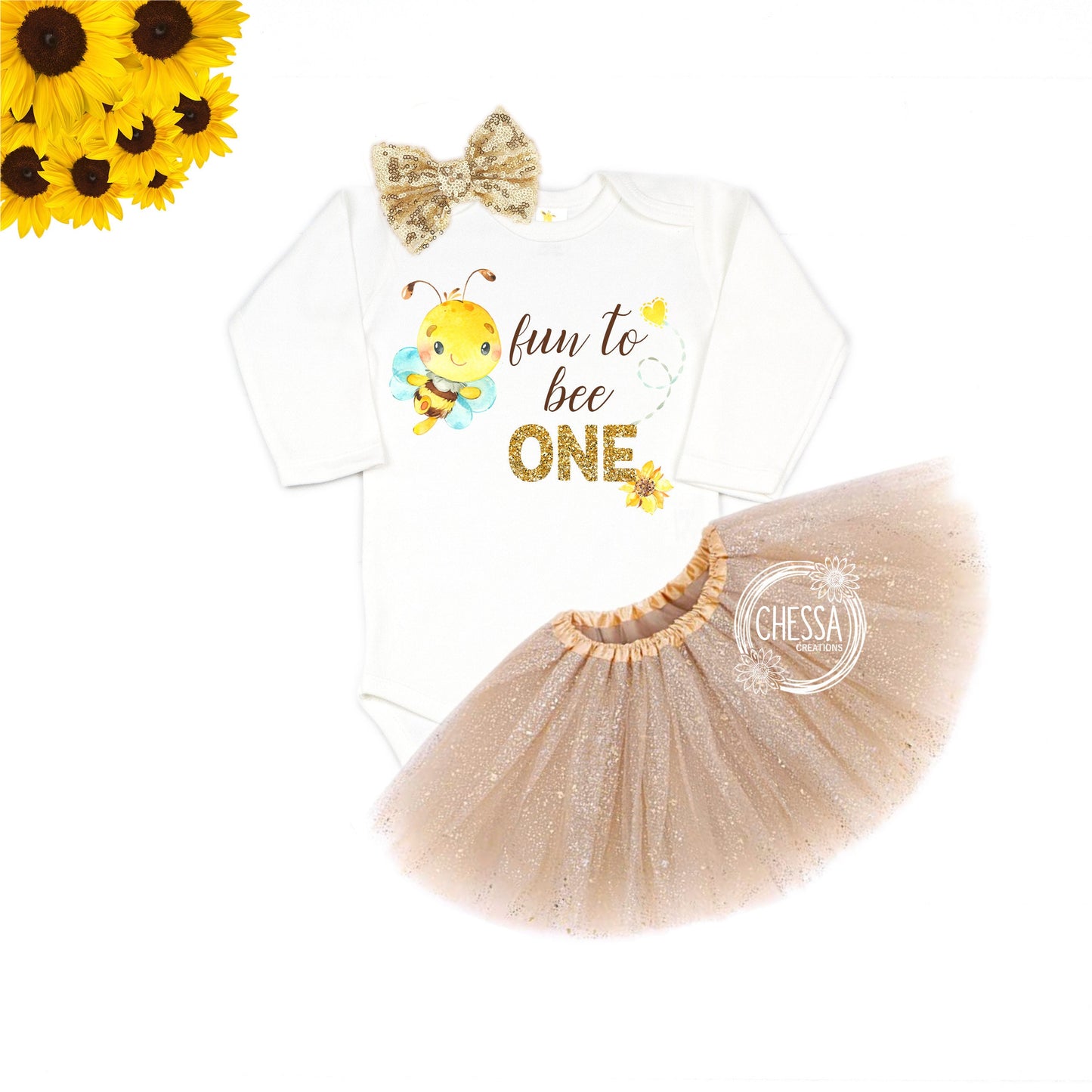 1st Birthday Girl Outfit ANY AGE! First One Year Old Girl Birthday Shirt, Bumble Bee, Spring Summer Birthday, Tutu, Bow, DTG Ink Print