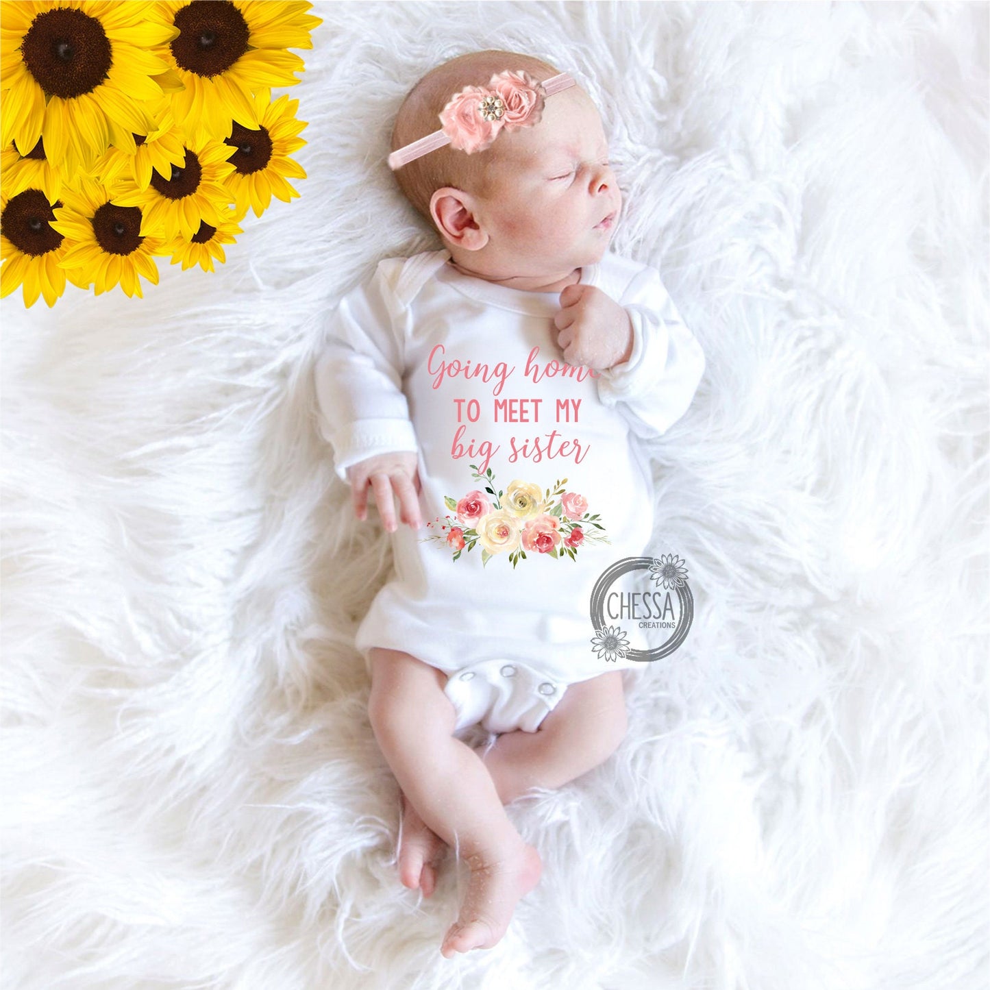 Baby Girl Coming Home Outfit, Meeting my Siblings Today Brother or Sister, Custom Text Newborn Bringing Home Baby Going Home Outfit, DTG Ink