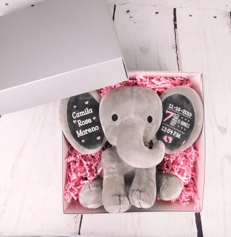 Custom Elephant Stuffed Animal for Baby Boy or Baby Girl Gift