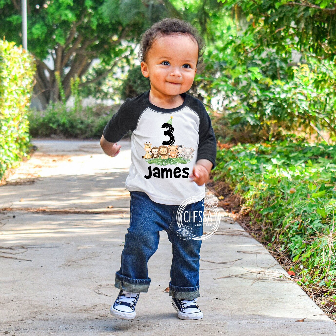 Birthday Boy Outfit Zoo Animal Shirt Jungle Safari Party, 1, 2, 3, 4, 5, 6, 7 Year Old, Custom Name and Age!, DTG Ink Print