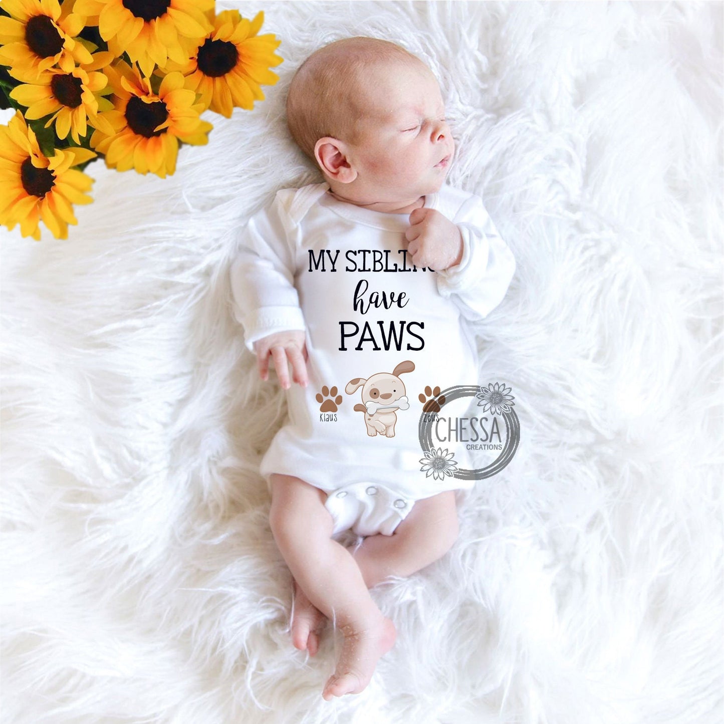 My Siblings Have Paws, Pregnancy Announcement, Bringing Home Baby Coming Home Outfit, Gender Neutral, Boy, Girl, Fall, Winter, DTG Ink Print