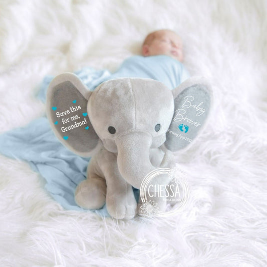 Baby Announcement Grandparent, New Grandma Gift, Nana Grandpa Husband Pregnancy Elephant Thanksgiving Christmas, Save this for me! Teal