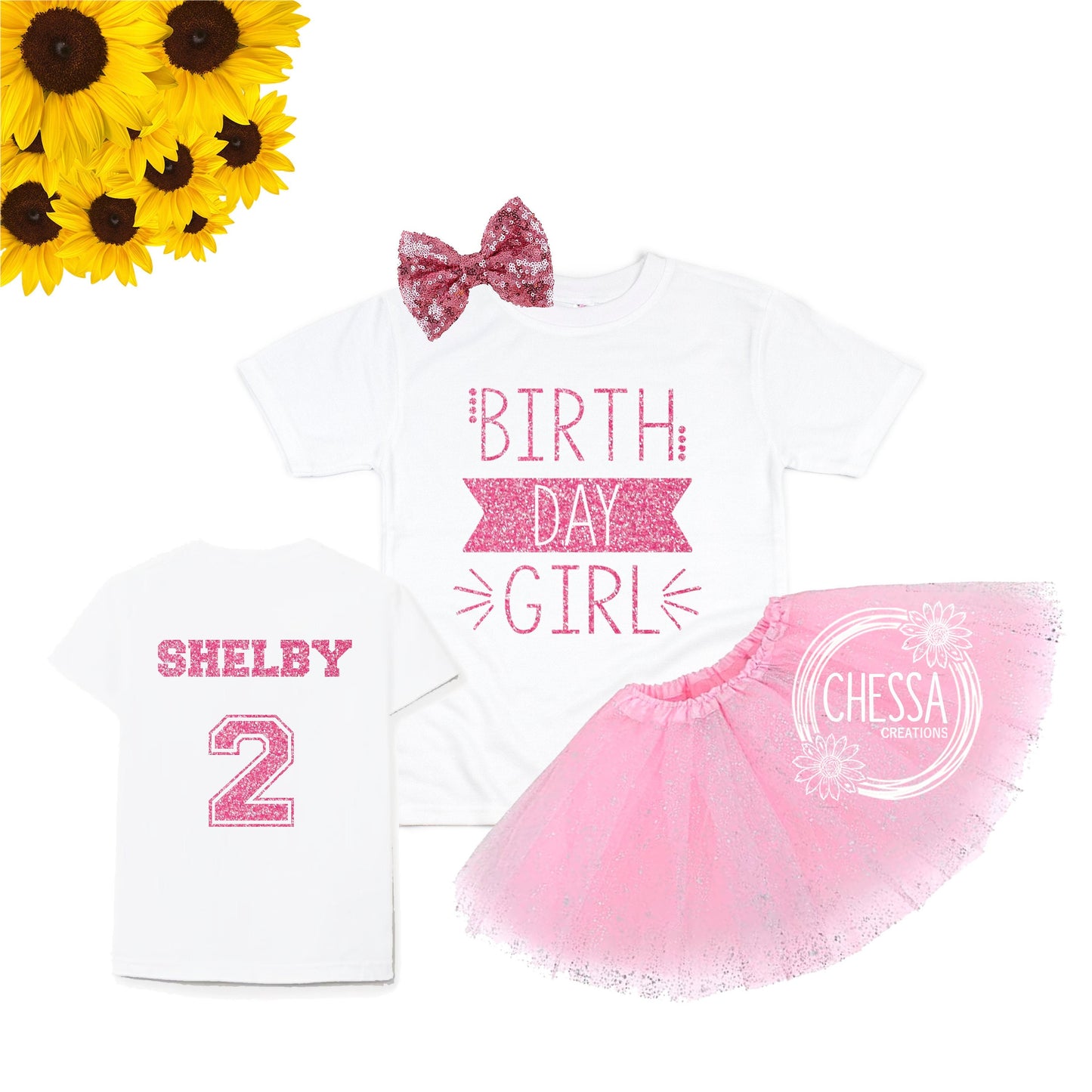 Girls Birthday Outfit, 1st, 2nd, 3rd, 4th, 5th Girl Shirt for Party Cake Smash, Pink, Gold, Set with Tutu & Bow, Choose your colors!