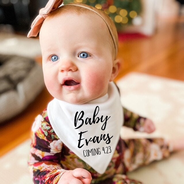 Baby Bandana Bib Pregnancy Announcement Grandparents Personalized Bib Announce Baby to Grandpa and Grandma Nana Papa Cousins Aunts Uncles