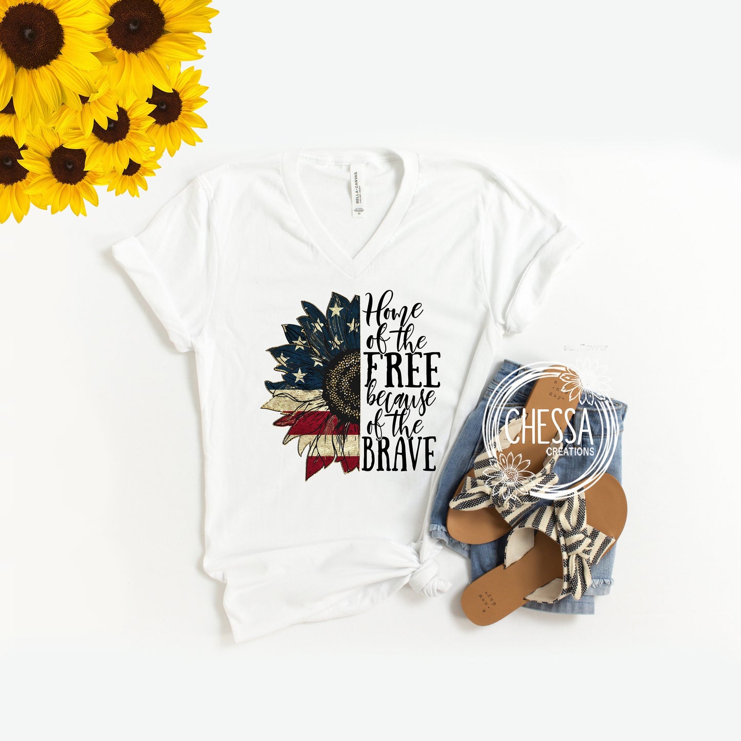 Memorial Day Womens VNeck Shirt, Home of the Free Because of the Brave, Patriotic, Men, Kids, Baby, Youth, Toddler Outfit, Red White & Blue