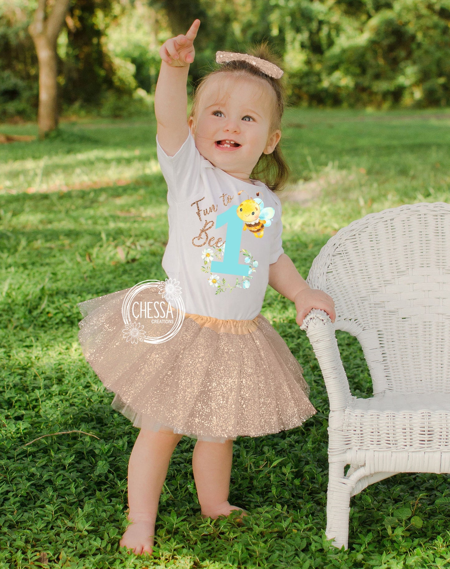 Fun to BEE 1 First Birthday Girl Outfit ANY AGE! 1 2 3 4 5 Year Old Shirt, Bumble Bee, Spring Summer Birthday, Gold Glitter Tutu & Bow