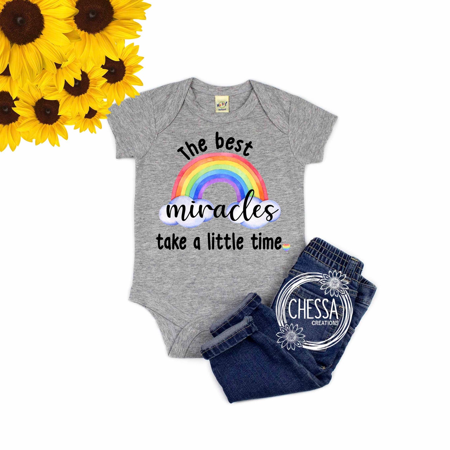 Rainbow Baby Outfit IVF Baby Shower Gift, Gender Neutral, Boy, Girl, Cute Baby Shirt, Bodysuit, The best Miracles take a little time