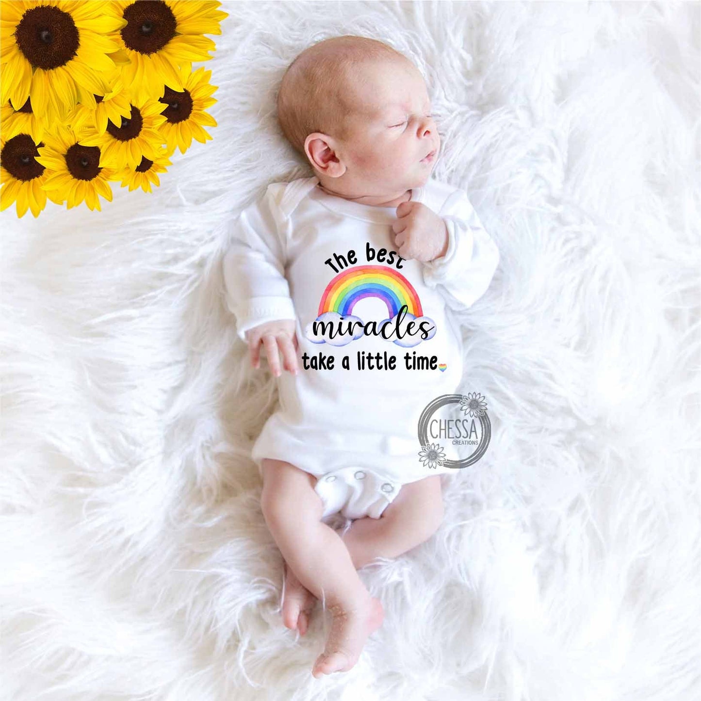 Rainbow Baby Outfit IVF Baby Shower Gift, Gender Neutral, Boy, Girl, Cute Baby Shirt, Bodysuit, The best Miracles take a little time